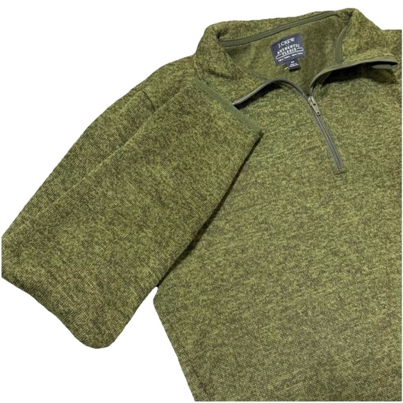 J. Crew‎ Green Zip Up Sweater with Quarter-Zip Collar - Picture 1 of 10